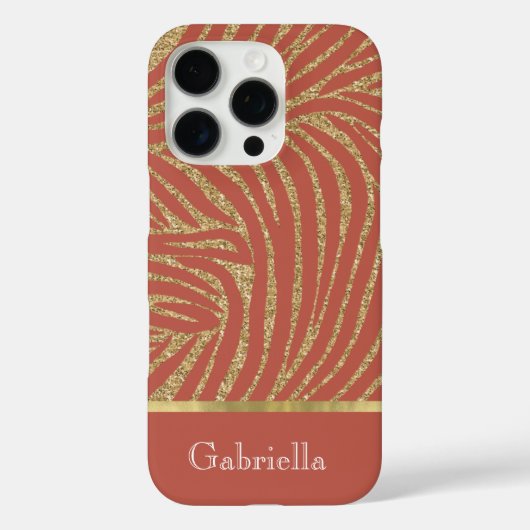 Oranje Spice Gold Glitter Zebra Case-Mate iPhone Case (Achterkant)