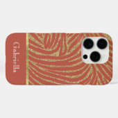 Oranje Spice Gold Glitter Zebra Case-Mate iPhone Case (Achterkant (horizontaal))