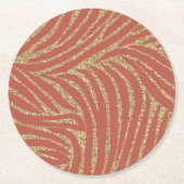 Oranje Spice Gold Glitter Zebra Verjaardag Ronde Kartonnen Onderzetter (Voorkant)