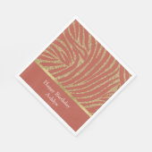 Oranje Spice Gold Glitter Zebra Verjaardag Servet (Hoek)