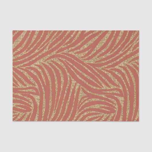 Oranje Spice Gold Glitter Zebra Verjaardag Tissuepapier (Voorkant)