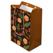 Oranje Spice Rustic Winter Botanical Medium Cadeauzakje (Achterkant Gekanteld)