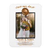Oranje Spice Wax Seal Foto Bruiloft Save the Date Magneet (Verticaal)