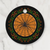 Oranje Spider Web en Black Spider Halloween Bedankjes Labels (Voorkant)