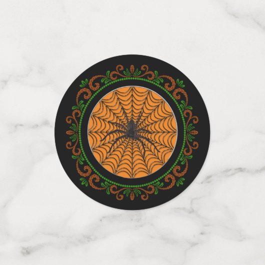 Oranje Spider Web en Black Spider Halloween Confetti (Kleine voorkant)