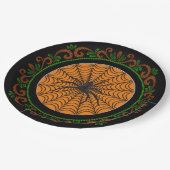 Oranje Spider Web en Black Spider Halloween Papieren Bordje (Gekanteld)