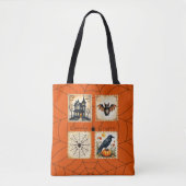 Oranje Spiderweb Spooky Seizoen Tote Bag (Voorkant)