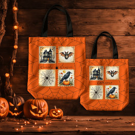 Oranje Spiderweb Spooky Seizoen Tote Bag