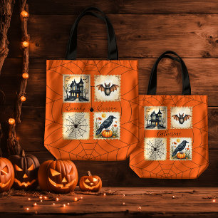 Oranje Spiderweb Spooky Seizoen Tote Bag