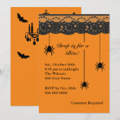 Oranje spieren en Lace Halloween Invitation Kaart (Voorkant / Achterkant)