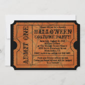 Oranje spin Web Halloween Party Ticket Kaart (Voorkant)