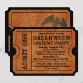  Oranje spin Web Halloween Party Ticket Kaart (Voorkant / Achterkant)