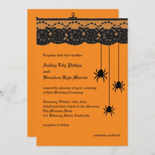 Oranje spinnen en uitnodiging tot weddenschappen (Voorkant / Achterkant)