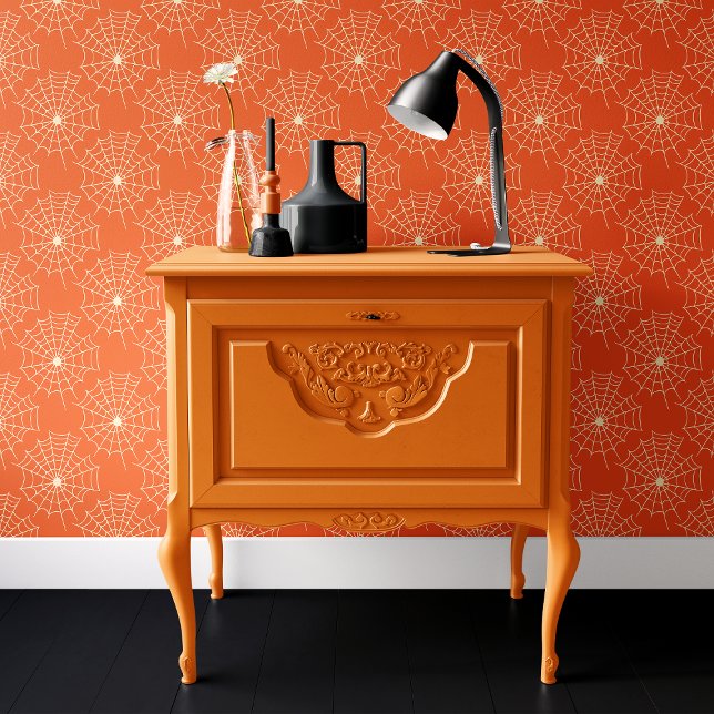 Oranje Spinnenweb Halloween Behang (Creator heeft geüpload)