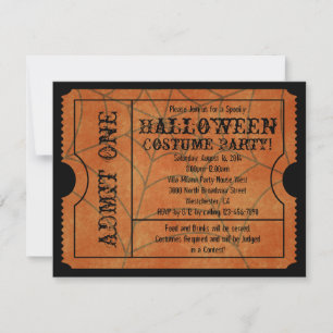 Oranje spinnenweb  Halloween Ticket Kaart