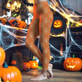 Oranje Spinnenweb Patroon Halloween Leggings
