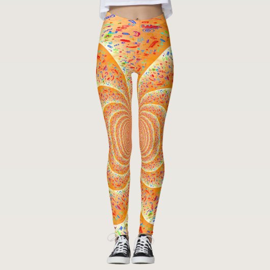 Oranje spiraal leggings (Voorkant)