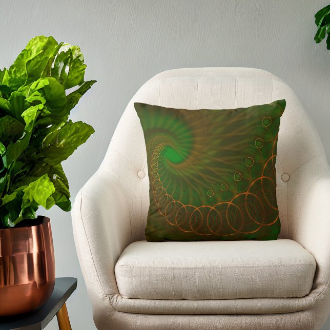 Oranje spiraal op groene fractal kussen (Creator heeft geüpload)