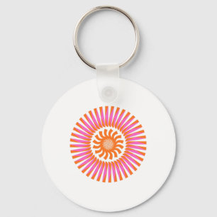 Oranje spiraal zonabstract geometrisch ontwerp sleutelhanger