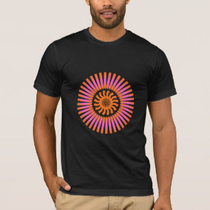 Oranje spiraal zonabstract geometrisch ontwerp t-shirt