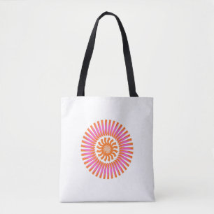 Oranje spiraal zonabstract geometrisch ontwerp tote bag