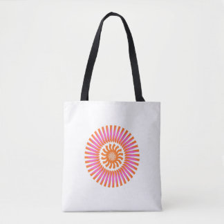 Oranje spiraal zonabstract geometrisch ontwerp tote bag