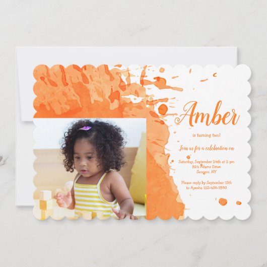 Oranje Splash Foto van Birthday Kaart (Voorkant)