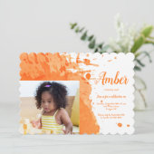 Oranje Splash Foto van Birthday Kaart (Staand voorkant)