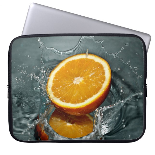 Oranje Splash-laptophoezen Laptop Sleeve (Voorkant)