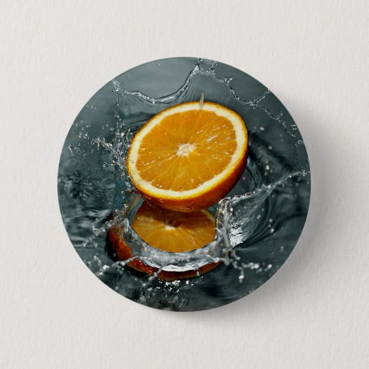 Oranje Splash-toets Ronde Button 5,7 Cm (Voorkant)