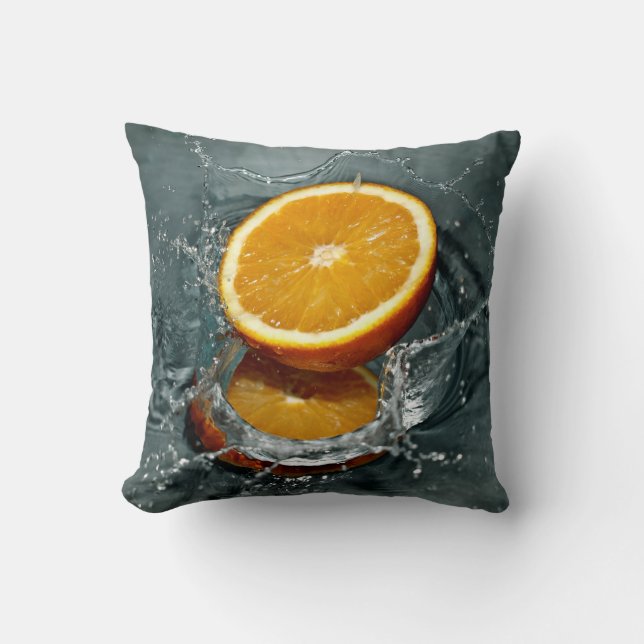 Oranje Splash-werpkussen Kussen (Voorkant)
