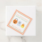 Oranje Spook-tacular Halloween Spooky Trick Treat Bedankjes Labels (In situ)