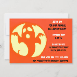 Oranje spookachtige Halloween spookachtige partij Kaart