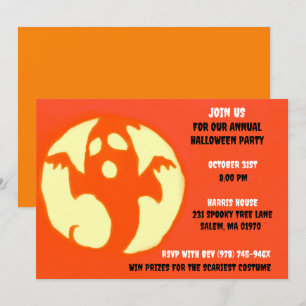 Oranje spookachtige Halloween spookachtige partij Kaart