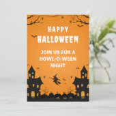 Oranje spookachtige Happy Halloween Poster Kaart (Staand voorkant)