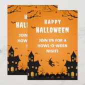 Oranje spookachtige Happy Halloween Poster Kaart (Voorkant / Achterkant)