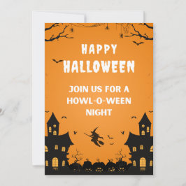 Oranje spookachtige Happy Halloween Poster Kaart