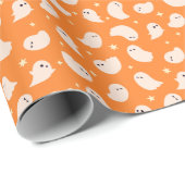 Oranje spookdoedelpatroon cadeaupapier (Rol Hoek)