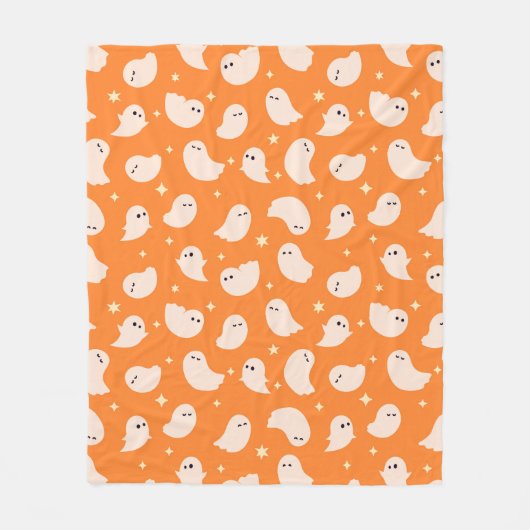Oranje spookdoedelpatroon fleece deken (Voorkant)