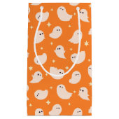Oranje spookdoedelpatroon klein cadeauzakje (Voorkant)