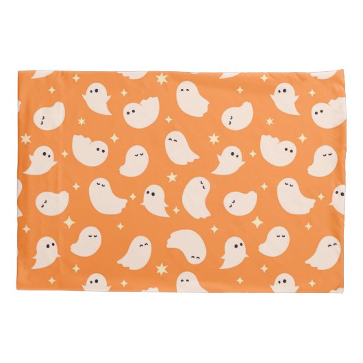 Oranje spookdoedelpatroon kussensloop (Achterkant)