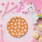 Oranje spookdoedelpatroon papieren bordje (Feest)