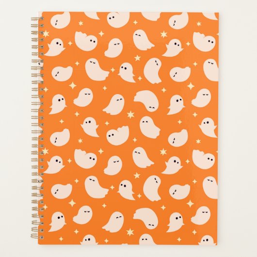 Oranje spookdoedelpatroon planner (Voorkant)
