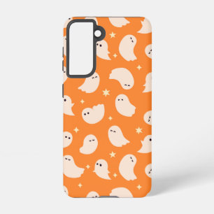 Oranje spookdoedelpatroon samsung galaxy hoesje