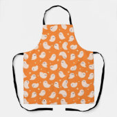 Oranje spookdoedelpatroon schort (Voorkant)