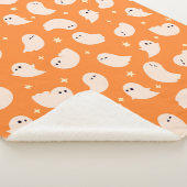 Oranje spookdoedelpatroon sherpa deken (3/4)