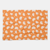 Oranje spookdoedelpatroon theedoek (Horizontaal)