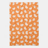 Oranje spookdoedelpatroon theedoek (Verticaal)