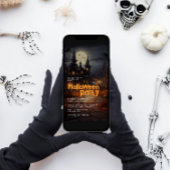 Oranje spookhuis Halloween Party Kaart