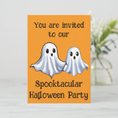 Oranje Spooktacular Halloween Ghost Party Kaart (Staand voorkant)